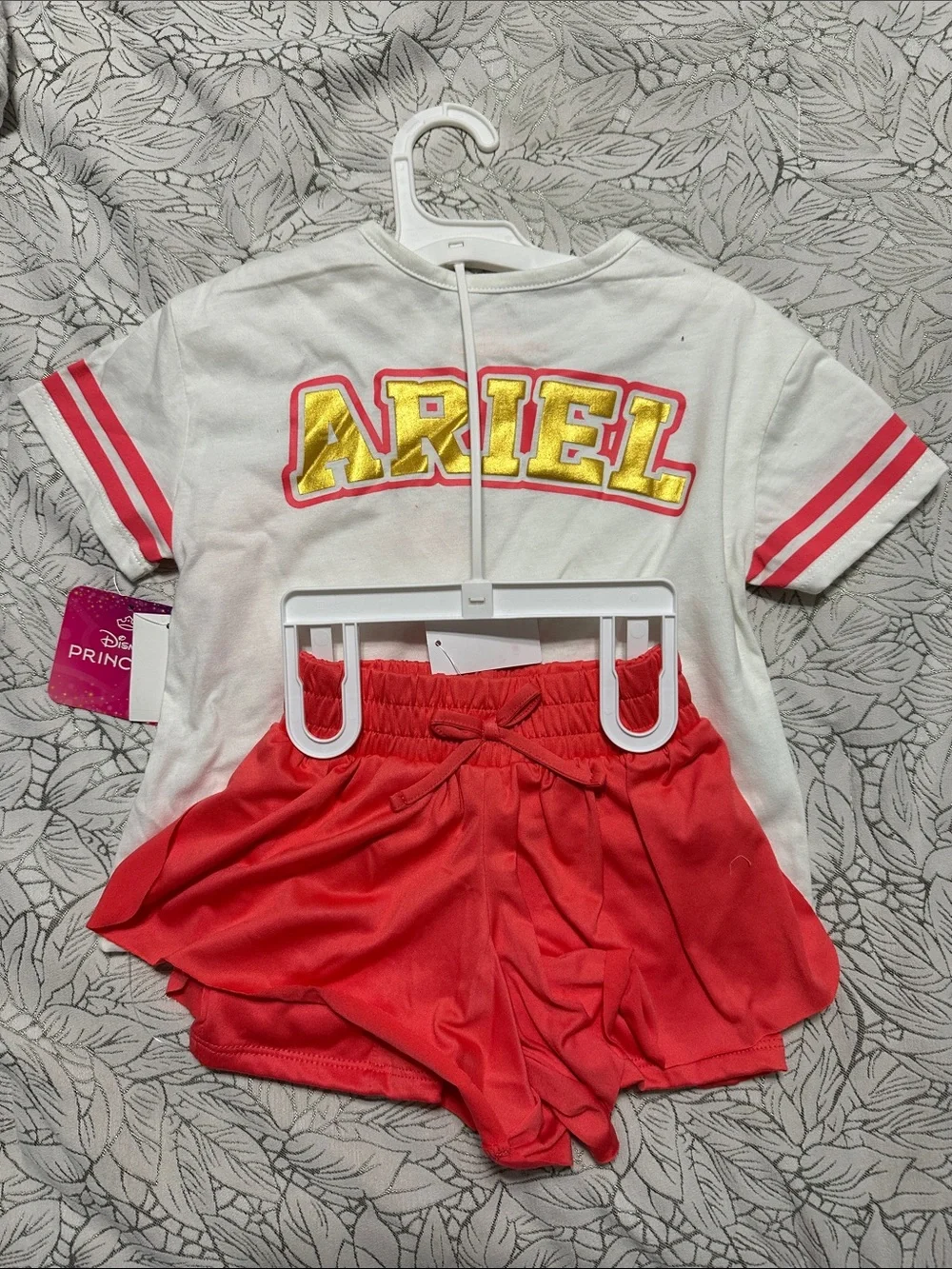 Kids Disney Ariel Mermaid Graphic Tee - White & Coral Pants